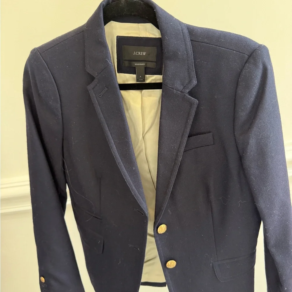 J.Crew Schoolboy Navy Wool Blazer Size 2 Gold Buttons - Picture 11 of 11
